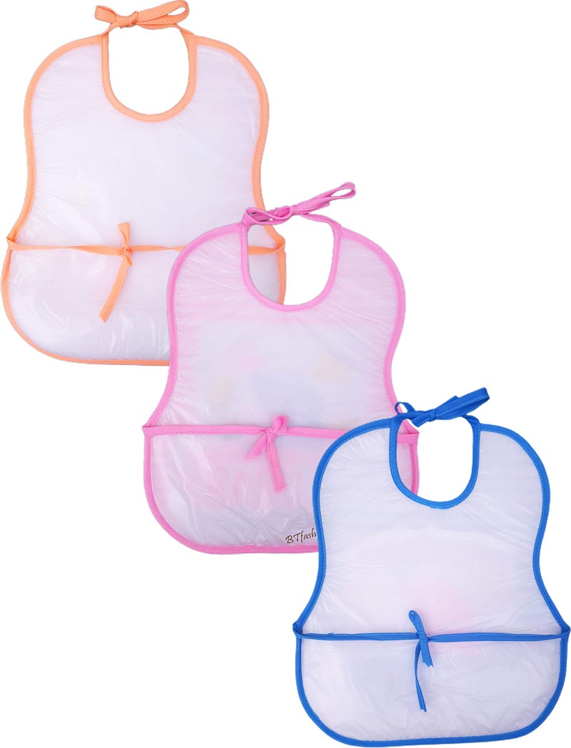 BTfash Babies Soft Button Bib for Feeding | Waterproof Bib for New Born | Washable Feeding Aprons for Infants & Toddlers | Reusable, Comfortable & Ideal for Mealtime | Gentle on Skin (Assorted_PO3) - Image 2