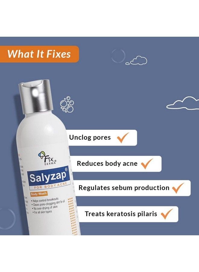 FIXDERMA 2% Salicylic Acid Salyzap Body Wash For Acne Non Foaming Exfoliant Acne On Back Upper Arms And Other Affected Body Parts Pimples Clean Pores Suitable For Acne Prone Skin 200Ml  - Image 4