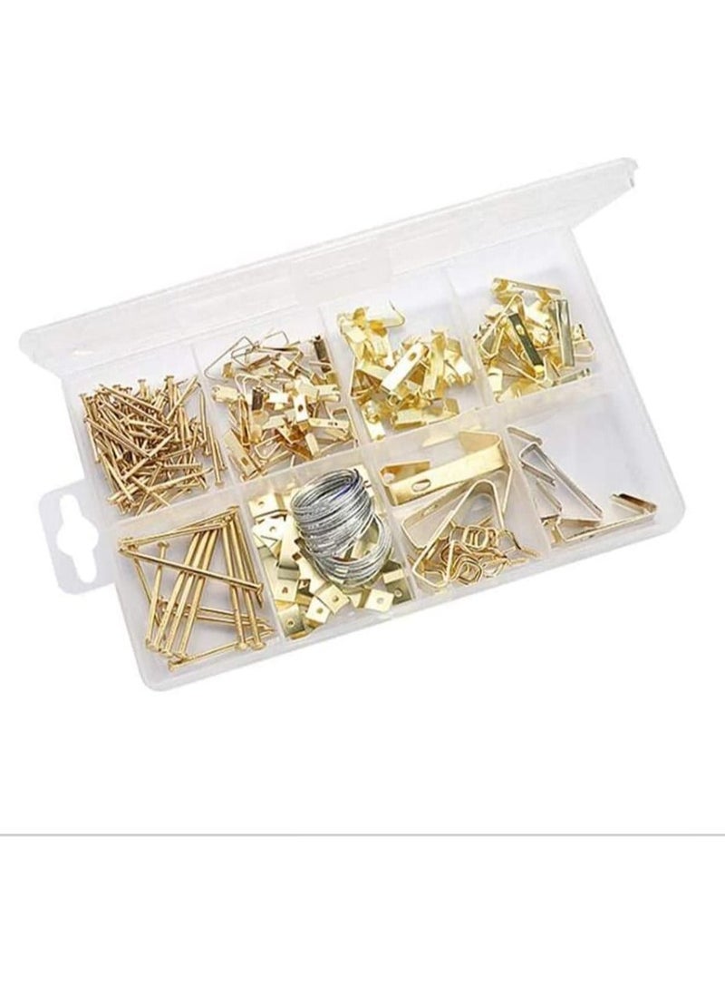 NIBEMINENT Assorted Picture Hanger Kit 200 Pieces Includes Screws Nails D Ring Hooks Wire Serrated Heavy Duty  - Image 1