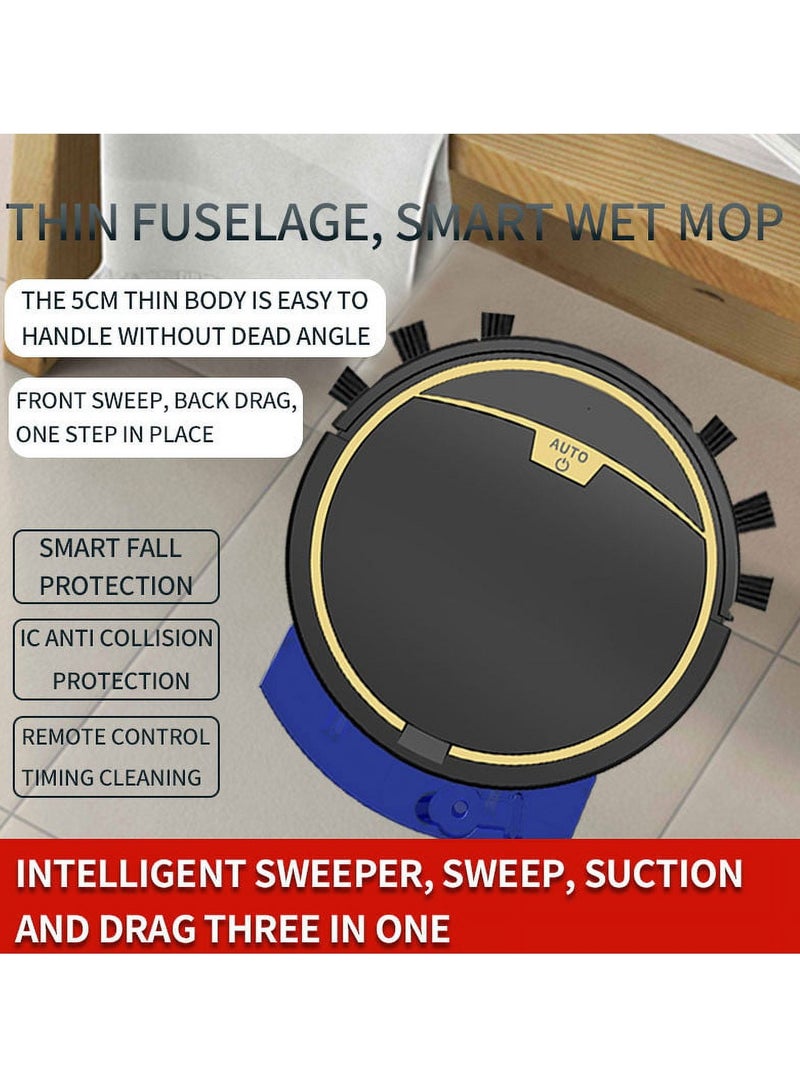 عربست روبوت كنس، 2800 باسكال مكنسة كهربائية روبوتية 2800 باسكال مكنسة كهربائية روبوتية USB ذكية عن بعد للأرضيات للاستخدام المنزلي، مناسبة لغرفة النوم والمطبخ وغرفة المعيشة والحمام وأي ركن من أركان المنزل (أسود) - Image 2