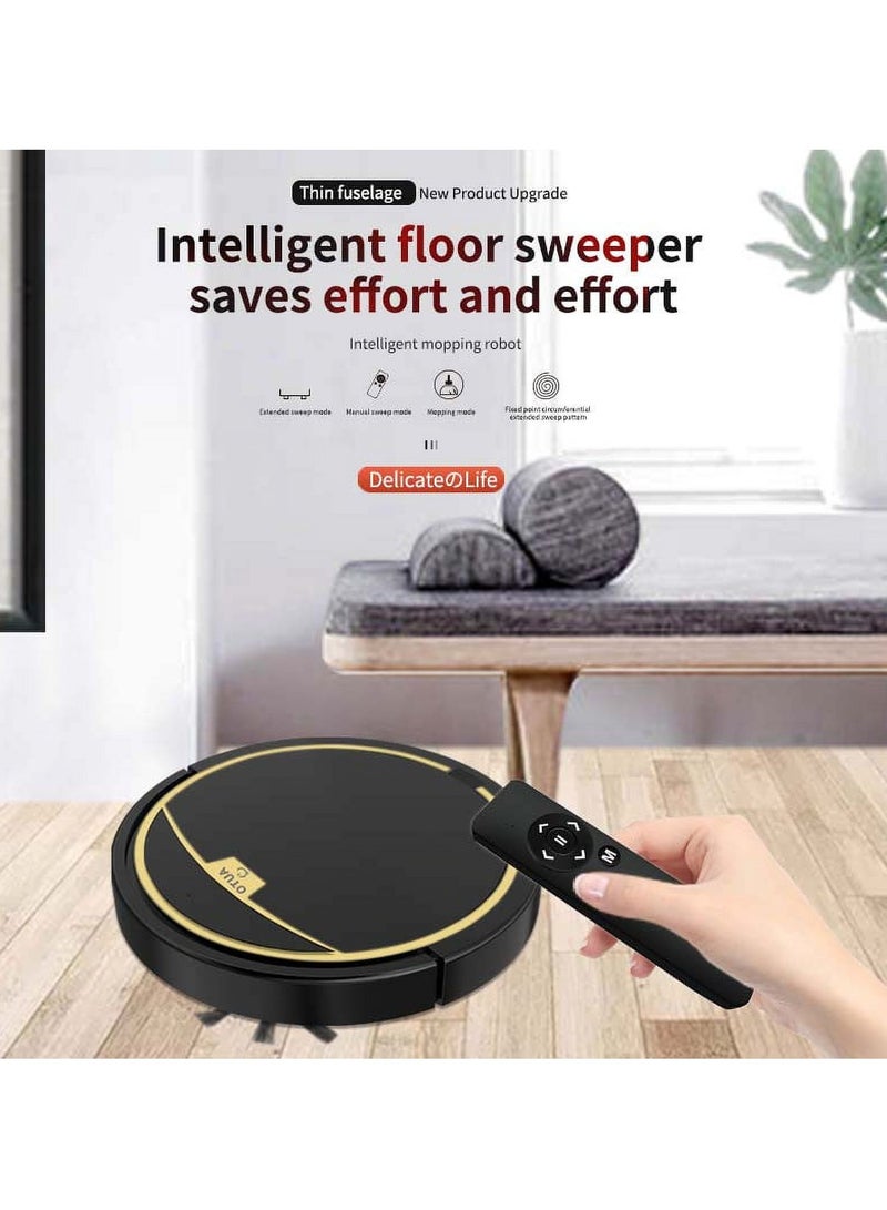 عربست روبوت كنس، 2800 باسكال مكنسة كهربائية روبوتية 2800 باسكال مكنسة كهربائية روبوتية USB ذكية عن بعد للأرضيات للاستخدام المنزلي، مناسبة لغرفة النوم والمطبخ وغرفة المعيشة والحمام وأي ركن من أركان المنزل (أسود) - Image 3