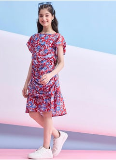 Stylo Bug Ruched Floral Print Knee Length Dress by Styli  - Image 2