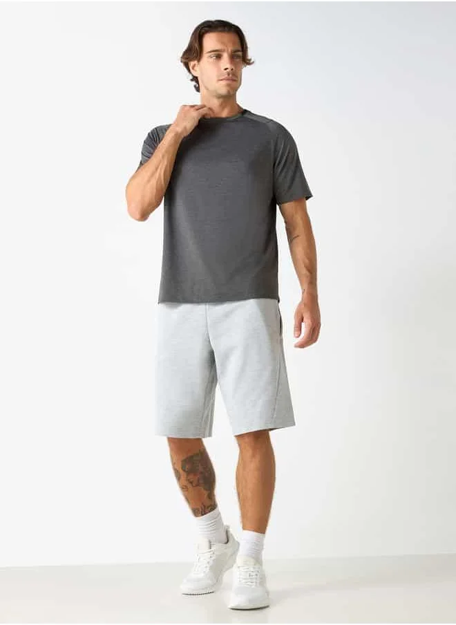 ADOT Textured Crew Neck T-shirt with Short Sleeves