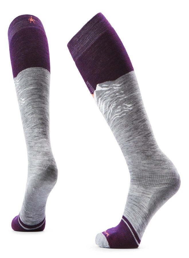 Smartwool, Women's, Snowboard Targeted Cushion Valley Sunset Over The Calf Socks, Light Gray, Medium - Image 1