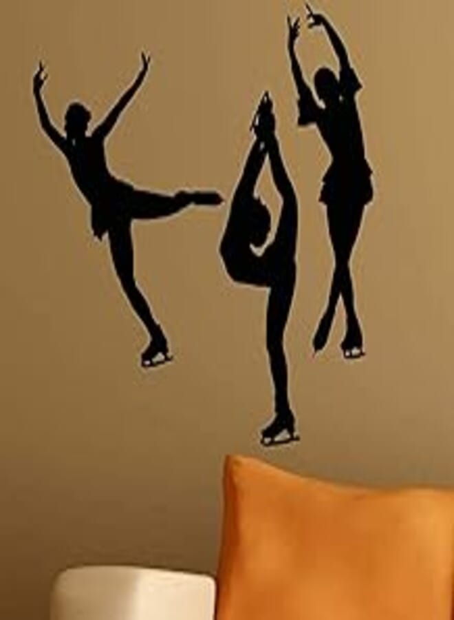 Decorative wall sticker - Ice skater movements (60x70cm, black)