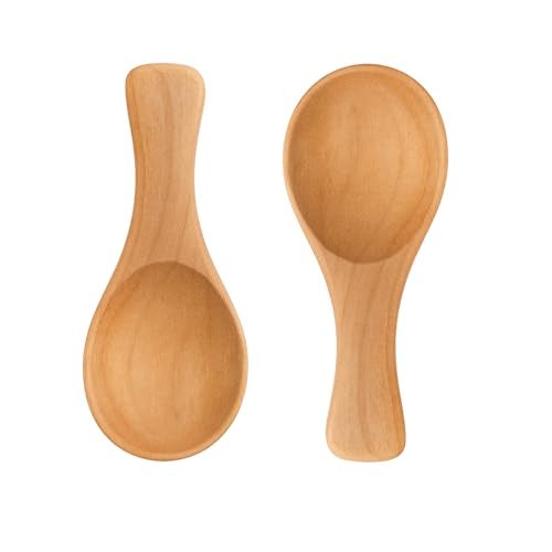 NOHUNT Teak Wooden Spoons – 9x2.8 cm Mini Serving Spoons for Spices, Honey, Sugar, Condiments – Smooth Edges, Ergonomic Handle, Durable, Heat Resistant, BPA-Free Kitchen Utensils (4 inch, 2, Count) - Image 1