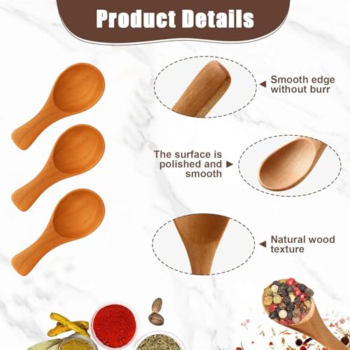 NOHUNT Teak Wooden Spoons – 9x2.8 cm Mini Serving Spoons for Spices, Honey, Sugar, Condiments – Smooth Edges, Ergonomic Handle, Durable, Heat Resistant, BPA-Free Kitchen Utensils (4 inch, 2, Count) - Image 5