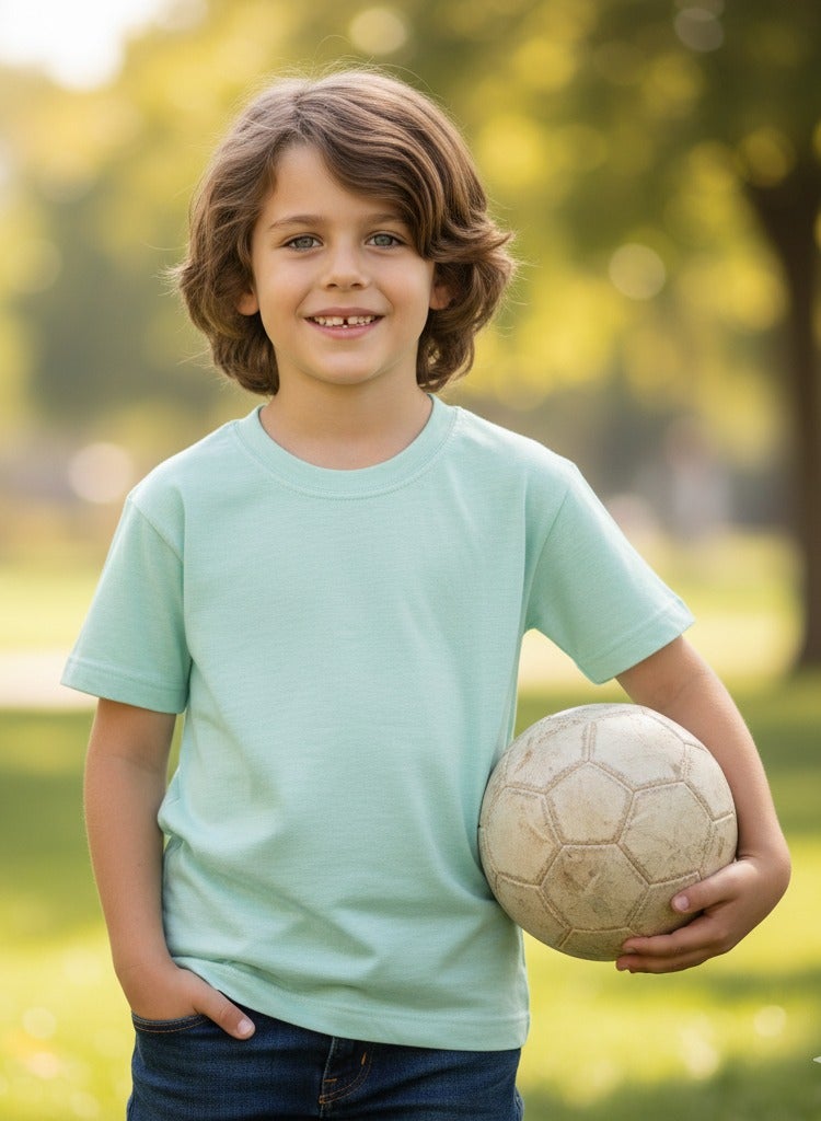 Stylish, plain, modern T-shirt, combining elegance and comfort. Round neck, short sleeves. - Image 1