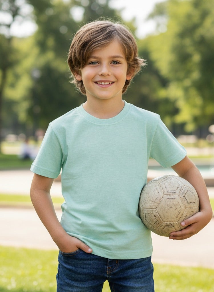 Stylish, plain, modern T-shirt, combining elegance and comfort. Round neck, short sleeves. - Image 2