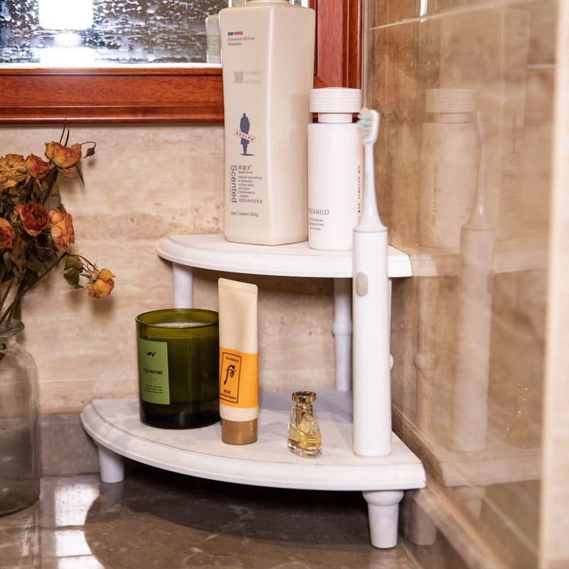 DD DEFINED DECO Defined Deco Kitchen Countertop Organizer-2 Tier Stackable Corner Shelf-White Bathroom Counter Organizer-Farmhouse Display Riser,Storage Pedestal Stand for Kitchen Counter Decor,Bathroom Storage Decor - Image 4