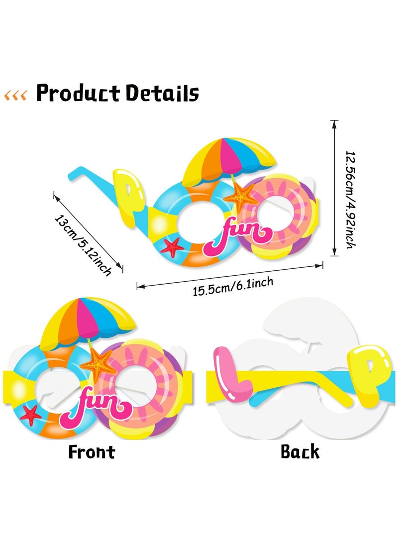 8 Pcs Tropical Paper Party Glasses Set - Hawaiian Fruit Fiesta Paper Eyewear Birthday Party Decoration Party Supplies - Image 2