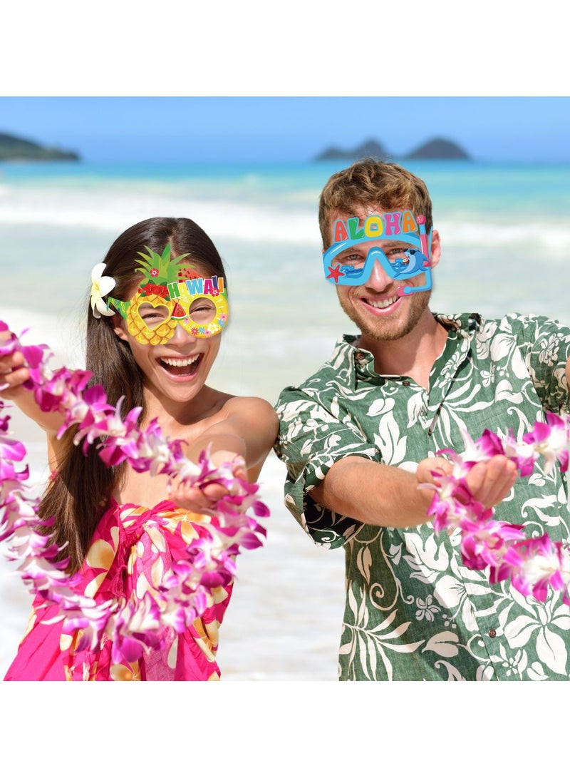 8 Pcs Tropical Paper Party Glasses Set - Hawaiian Fruit Fiesta Paper Eyewear Birthday Party Decoration Party Supplies - Image 4