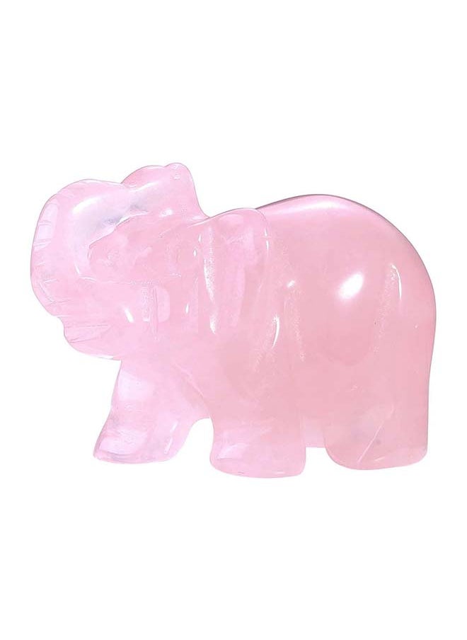 Generic Crystaltears Rose Quartz Crystal Elephant Ornament Handcarved Natural Healing Crystal Gemstone Elephant Figurine Statue 