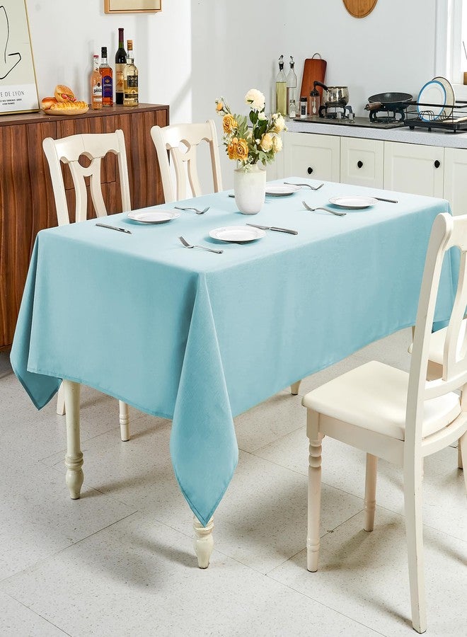 IVAPUPU Textured Linen Table Cloth for Rectangle Table - Light Blue Tablecloths Rectangular Waterproof Wrinkle Free Wipeable Dining Table Cover for Spring Wedding Birthday Kitchen Decor, 52 x 70 Inch - Image 5