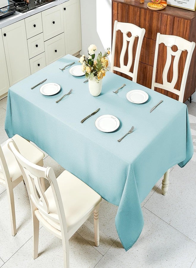 IVAPUPU Textured Linen Table Cloth for Rectangle Table - Light Blue Tablecloths Rectangular Waterproof Wrinkle Free Wipeable Dining Table Cover for Spring Wedding Birthday Kitchen Decor, 52 x 70 Inch - Image 4