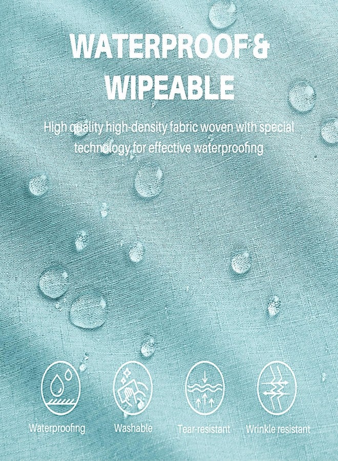 IVAPUPU Textured Linen Table Cloth for Rectangle Table - Light Blue Tablecloths Rectangular Waterproof Wrinkle Free Wipeable Dining Table Cover for Spring Wedding Birthday Kitchen Decor, 52 x 70 Inch - Image 2