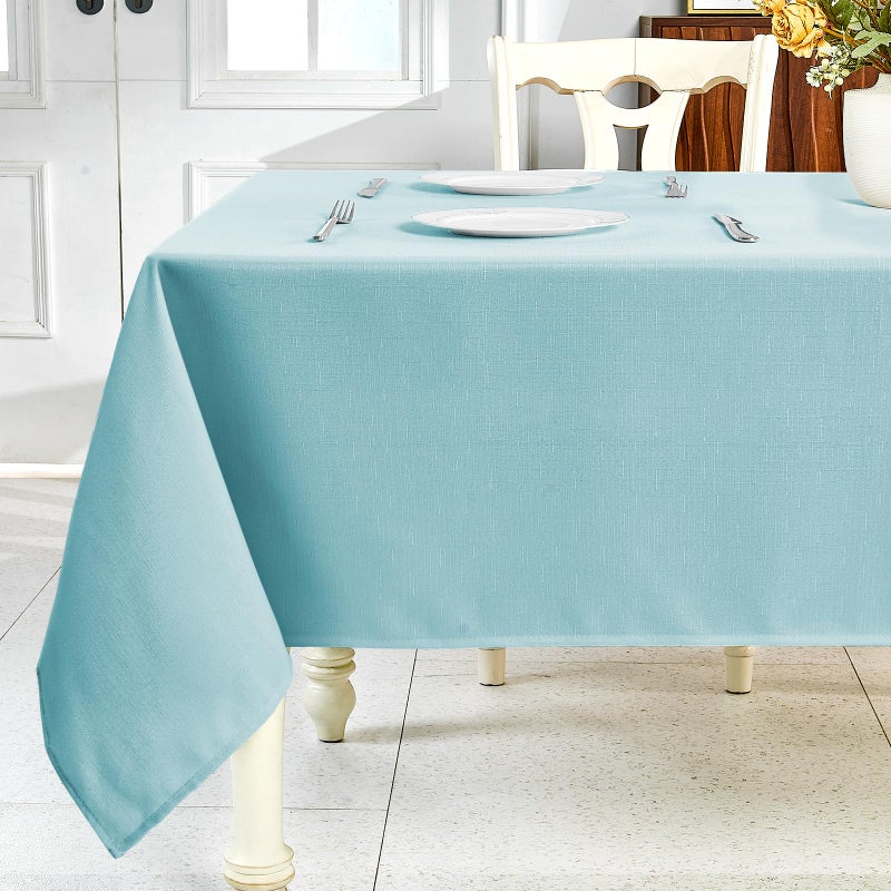 IVAPUPU Textured Linen Table Cloth for Rectangle Table - Light Blue Tablecloths Rectangular Waterproof Wrinkle Free Wipeable Dining Table Cover for Spring Wedding Birthday Kitchen Decor, 52 x 70 Inch - Image 1