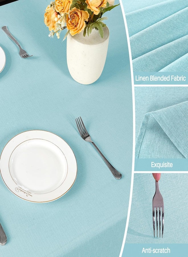 IVAPUPU Textured Linen Table Cloth for Rectangle Table - Light Blue Tablecloths Rectangular Waterproof Wrinkle Free Wipeable Dining Table Cover for Spring Wedding Birthday Kitchen Decor, 52 x 70 Inch - Image 3