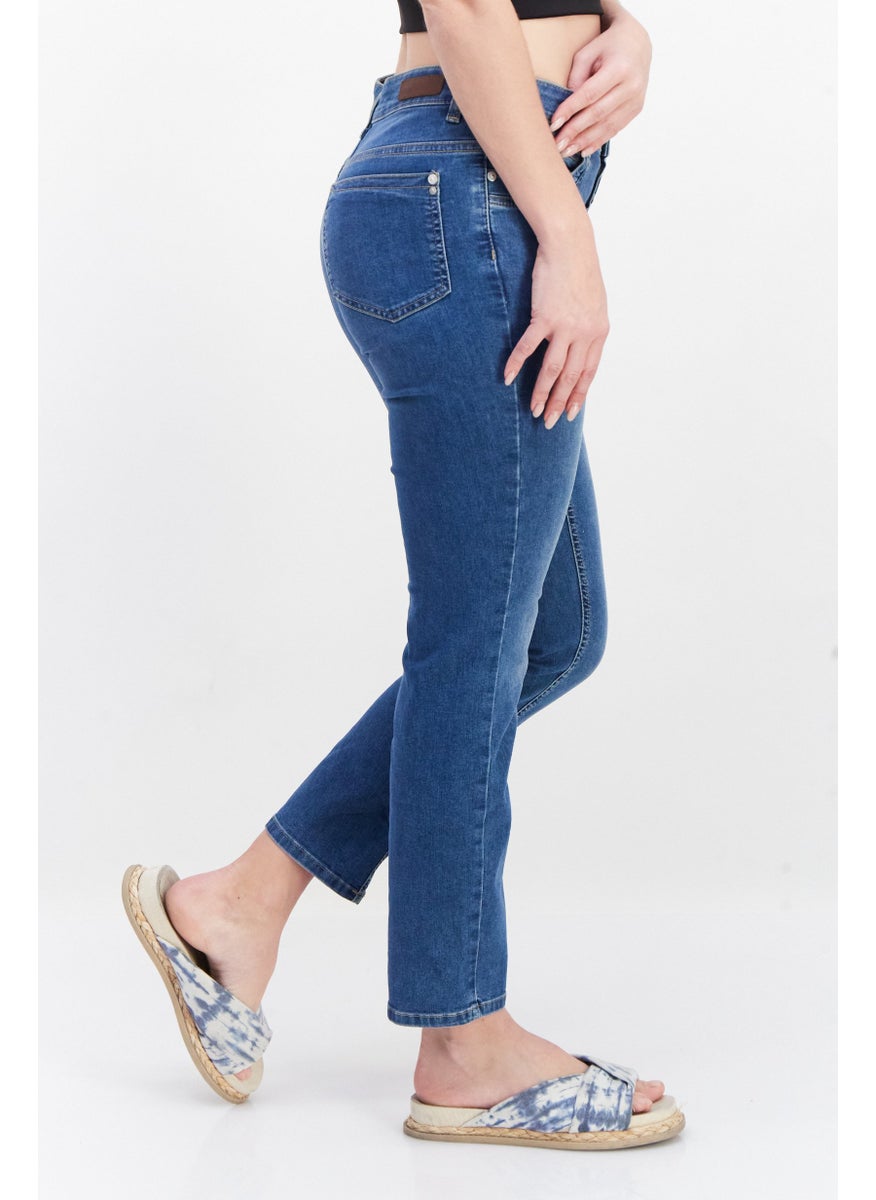 Zero Women Slim Fit Washed Stretchable Denim Jeans, Blue  - Image 3