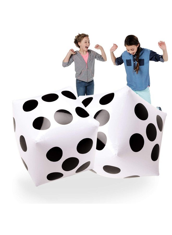 Novelty Place 2 Pcs Jumbo Inflatable Dice, 20" White and Black Giant Dice for Indoor and Outdoor Broad Game, Ludo and Pool Party - Image 1