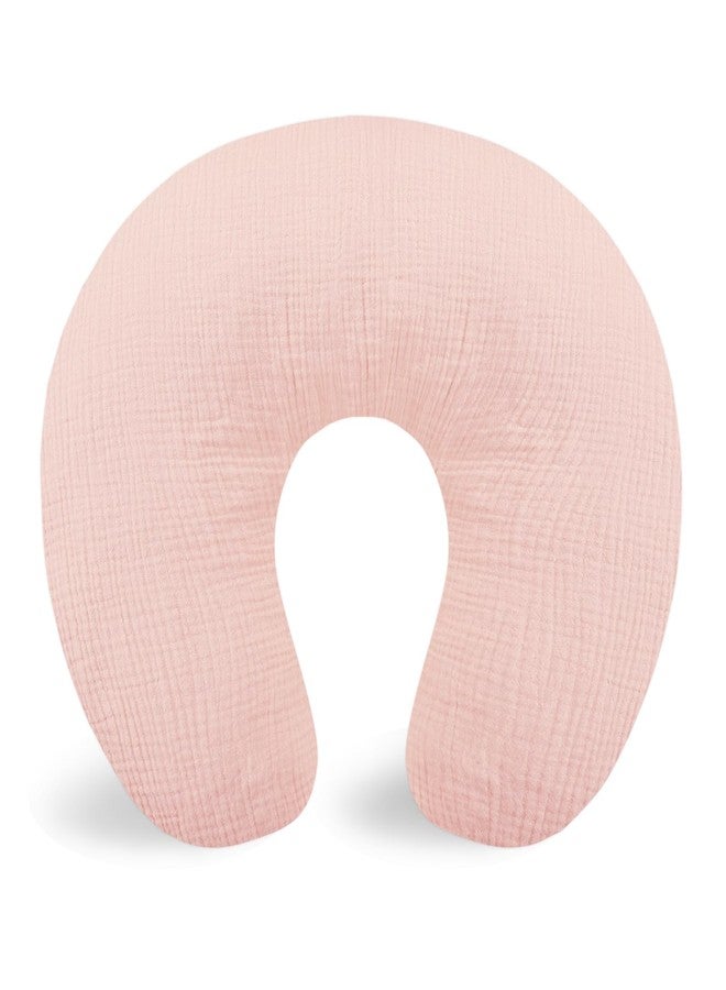 Hooyax Muslin Nursing Pillow Covers Only, Soft and Breathable Nursing Covers for Breastfeeding Pillows, Adorable Infant Feeding Pillow slipcover for Baby Boy and Girls (Pink) - Image 1