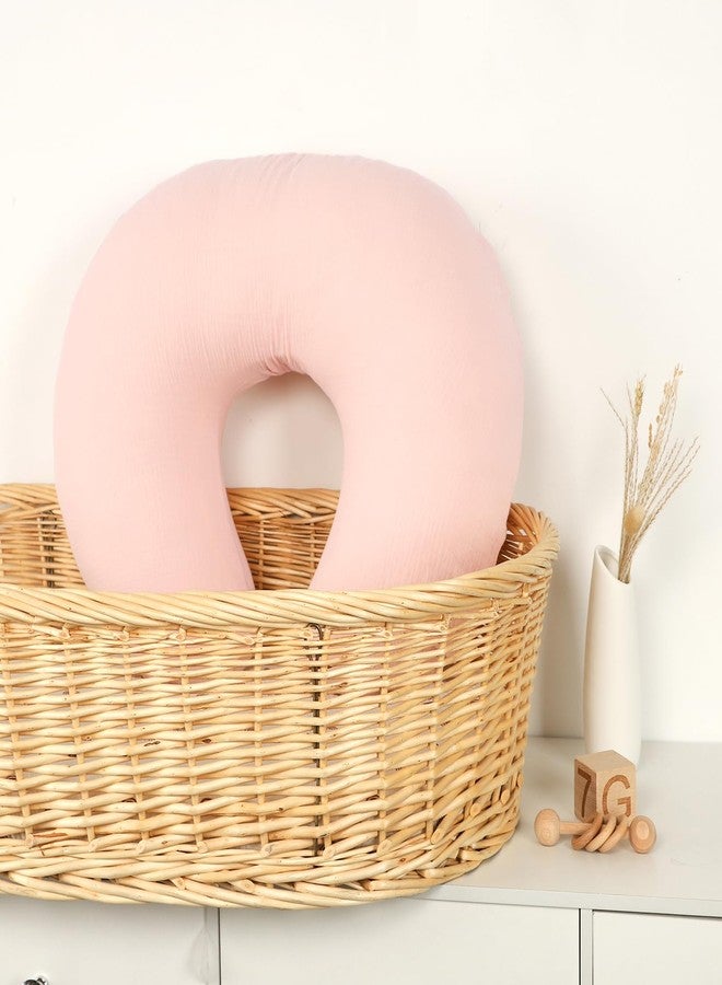 Hooyax Muslin Nursing Pillow Covers Only, Soft and Breathable Nursing Covers for Breastfeeding Pillows, Adorable Infant Feeding Pillow slipcover for Baby Boy and Girls (Pink) - Image 5
