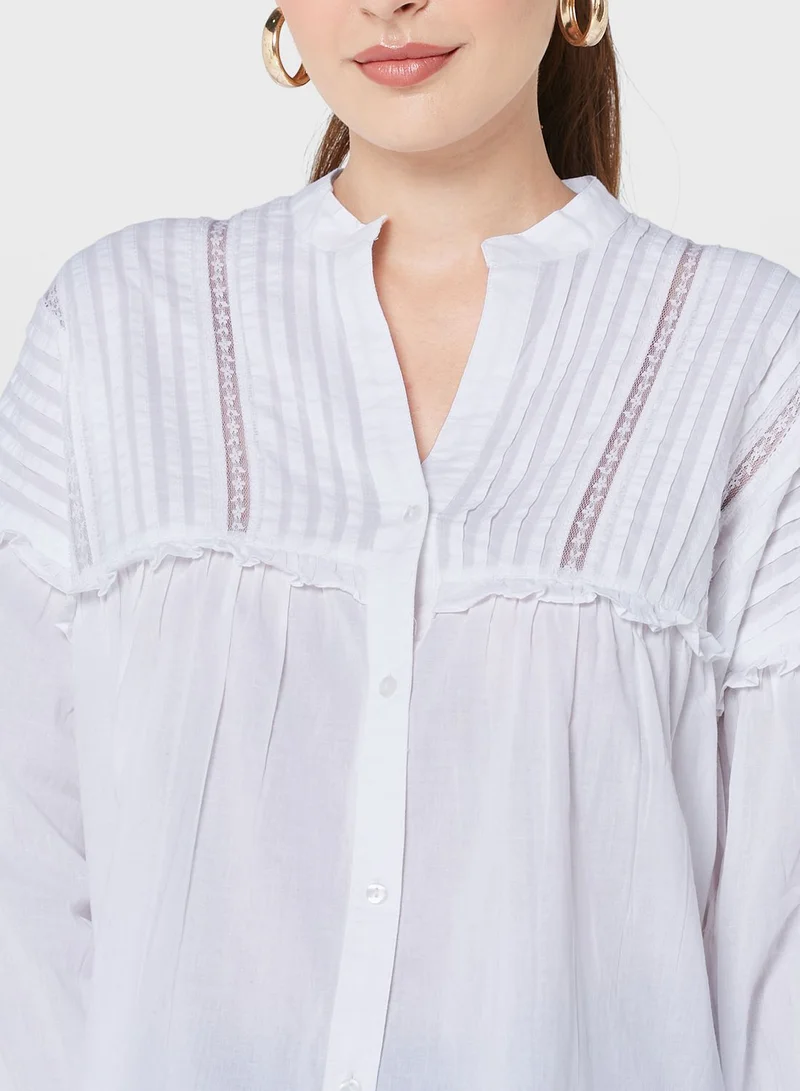 ONLY Ruffle Detail Button Down Top