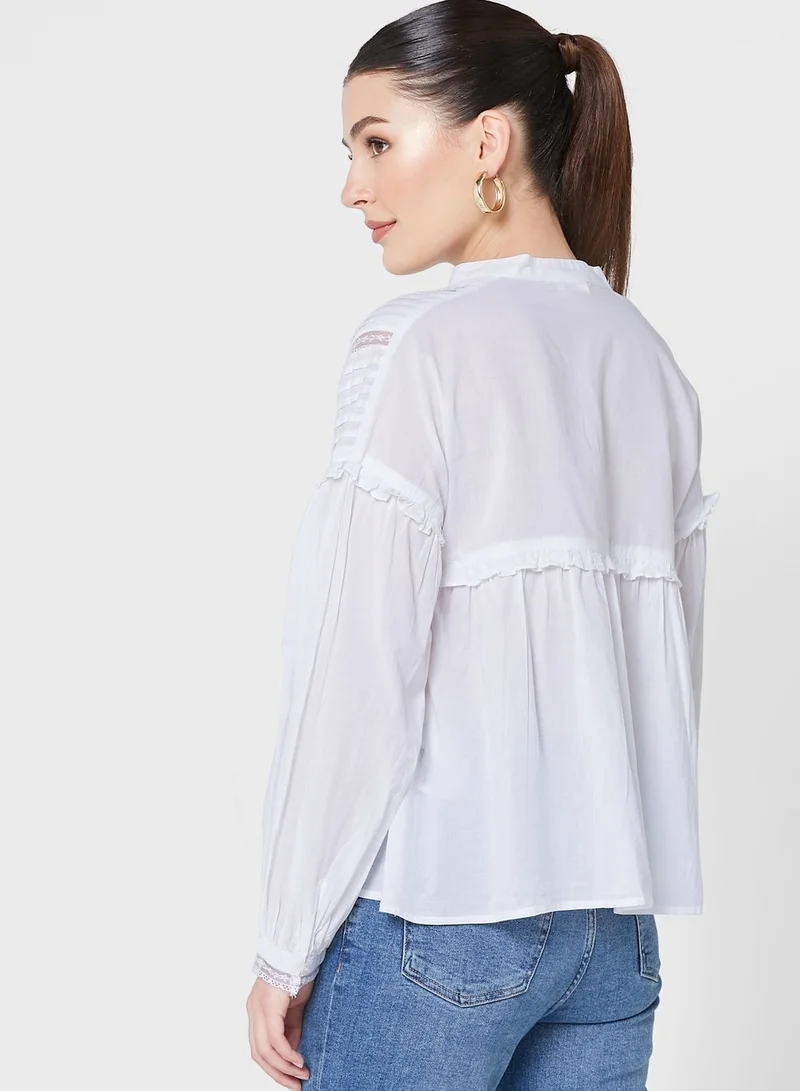 ONLY Ruffle Detail Button Down Top
