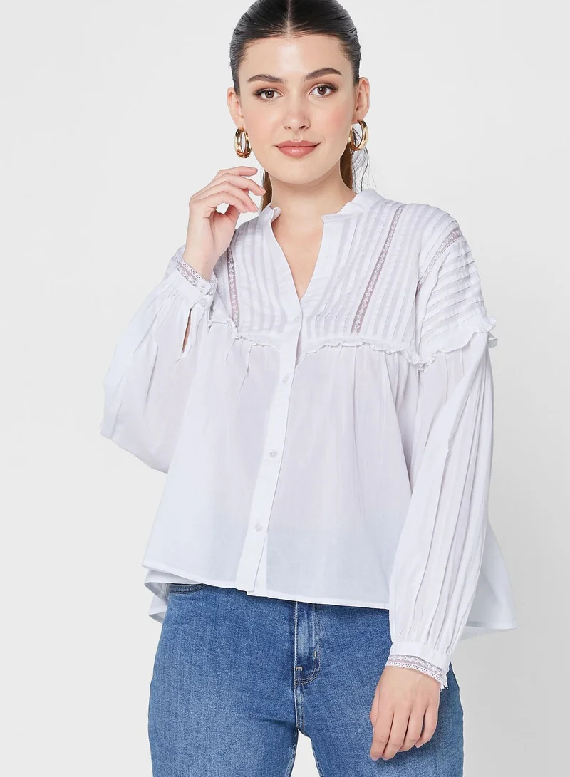 ONLY Ruffle Detail Button Down Top