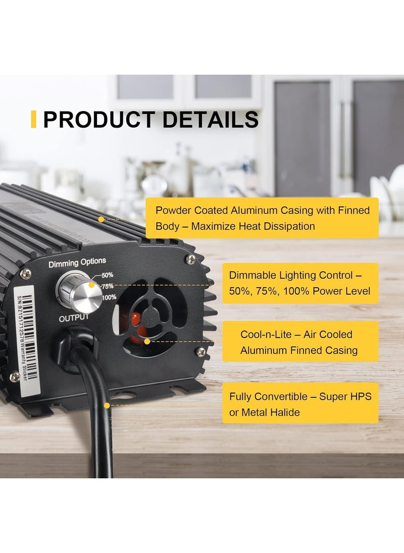 iPower iPower 400W Ballast Digital Dimmable Electronic Horticulture Ballast Suit for Hydroponic HPS MH Grow Light System Black  - Image 5