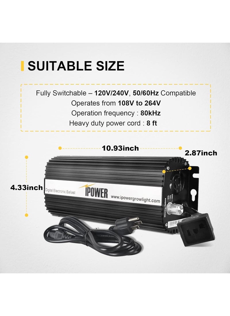 iPower iPower 400W Ballast Digital Dimmable Electronic Horticulture Ballast Suit for Hydroponic HPS MH Grow Light System Black  - Image 2