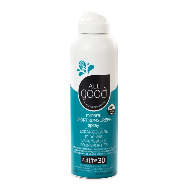 All Good Makes Everything Better سبراي واقي الشمس الرياضي من أول جود - طيف واسع UVA/UVB SPF 30 - مقاوم للماء وصديق للشعاب المرجانية - زنك، كاليندولا، ألوة (6 أونصة)(عبوة 2) - Image 1