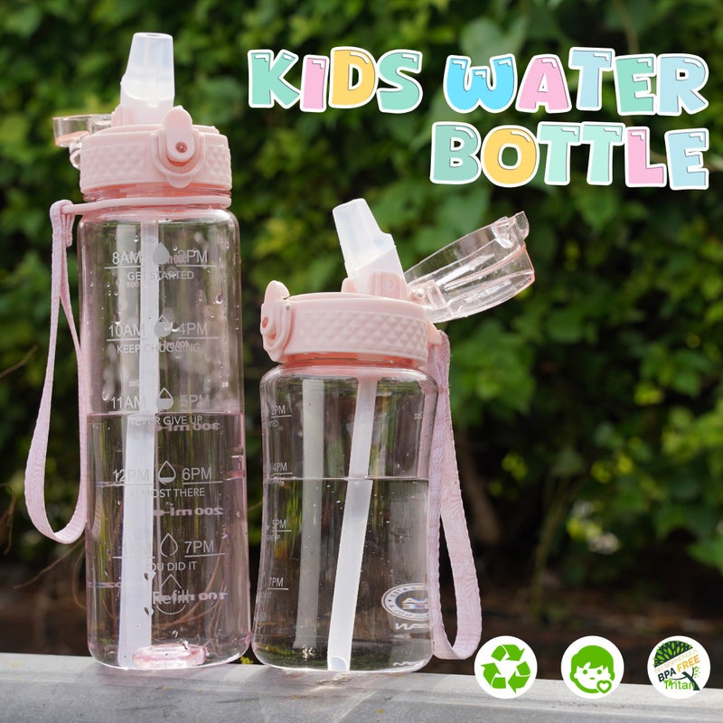 OLDLEY 12oz Kids Water Bottle for School - Motivational With Silicone Straw, Leak-Proof Tritan BPA-Free, Reusable for Girls Boys, Cerulean - Image 2