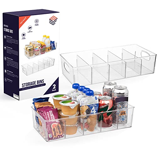 ClearSpace Plastic Pantry Organization and Storage Bins with Removable Dividers – Perfect Kitchen Organization or Kitchen Storage – Refrigerator Organizer Bins, Cabinet Organizers (2 Pack XL) - Image 1