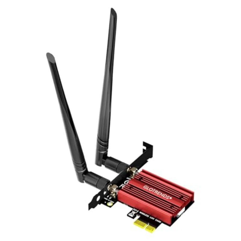 بطاقة AX5400 WiFi 6E PCIe مع حامل منخفض المستوى لأجهزة الكمبيوتر المكتبية، شريحة Intel AX210، 802.11ax، بلوتوث 5.3، تدعم Windows 11/10/Linux، ولا تدعم Mac OS/Windows 7/XP - Image 1
