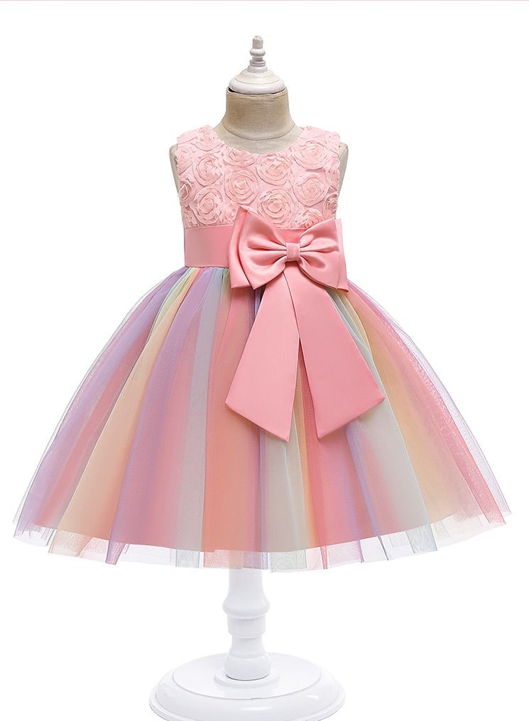 Loquat Summer new unicorn children's dress princess skirt children's dress girls PINK  - Image 1
