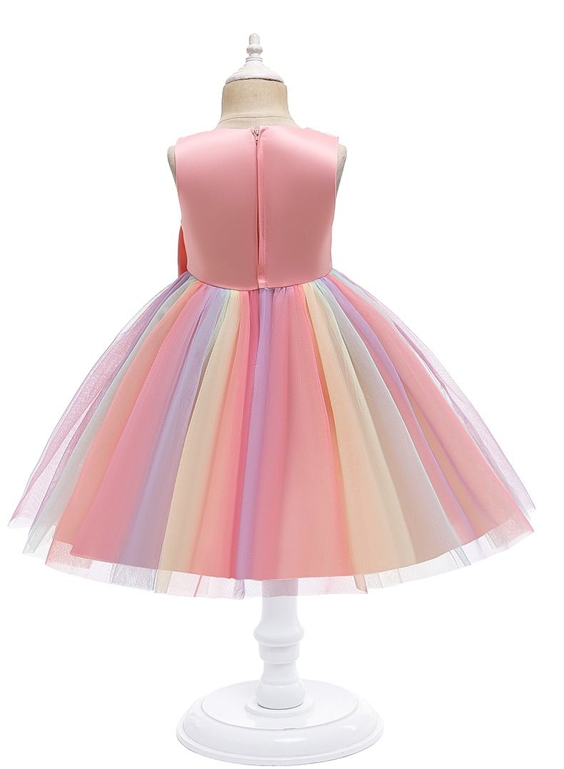 Loquat Summer new unicorn children's dress princess skirt children's dress girls PINK  - Image 2
