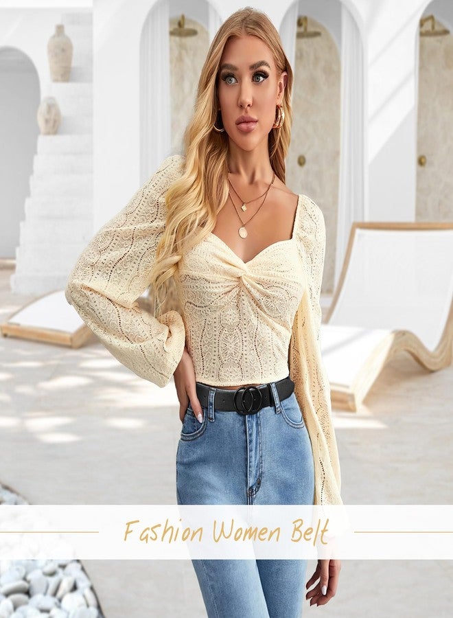 سوزدي حزام نسائي من الجلد الصناعي الناعم من SUOSDEY، مزود بحلقتين مزدوجتين على شكل حرف O، مناسب للجينز والفساتين - Image 2