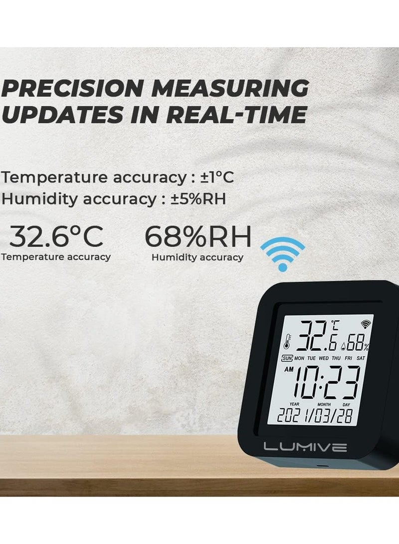 Lumive Smart WiFi IR Remote Control with Temperature & Humidity Sensor, Time Date Display, Intelligent Control of T&H, Universal IR Controller for AC TV Humidifier, Home Greenhouse Pet Garage, Works with Alexa & Google Home - Image 2