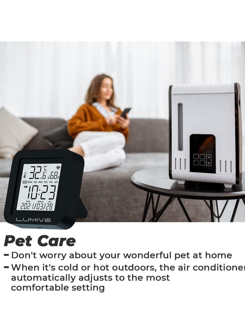 Lumive Smart WiFi IR Remote Control with Temperature & Humidity Sensor, Time Date Display, Intelligent Control of T&H, Universal IR Controller for AC TV Humidifier, Home Greenhouse Pet Garage, Works with Alexa & Google Home - Image 3