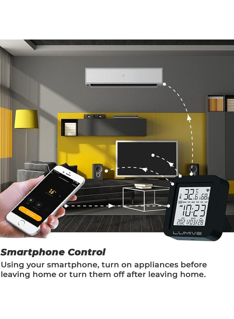 Lumive Smart WiFi IR Remote Control with Temperature & Humidity Sensor, Time Date Display, Intelligent Control of T&H, Universal IR Controller for AC TV Humidifier, Home Greenhouse Pet Garage, Works with Alexa & Google Home - Image 4