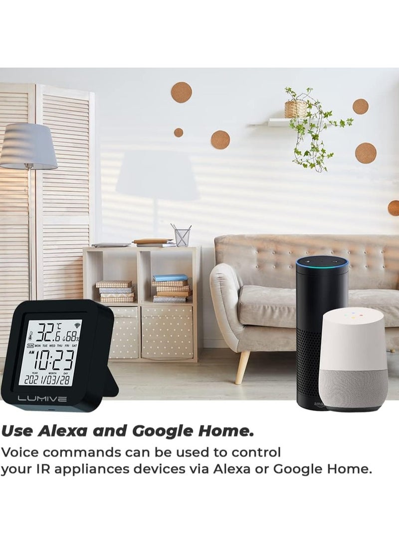 Lumive Smart WiFi IR Remote Control with Temperature & Humidity Sensor, Time Date Display, Intelligent Control of T&H, Universal IR Controller for AC TV Humidifier, Home Greenhouse Pet Garage, Works with Alexa & Google Home - Image 5