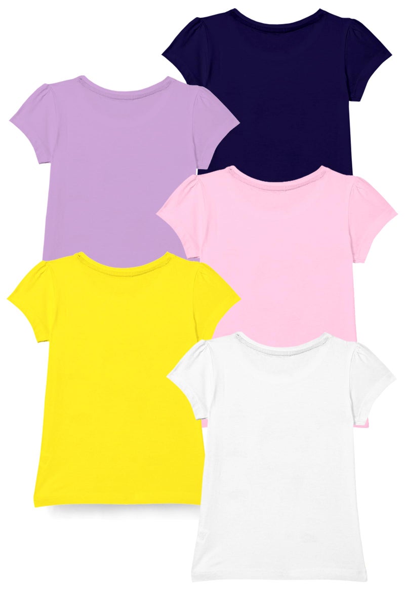 Kuchipoo Girls Regular Fit Half Sleeves Cotton T-Shirts (KUC-TSHRT-476, 6-7 Years, Multi-Colored) - Image 2
