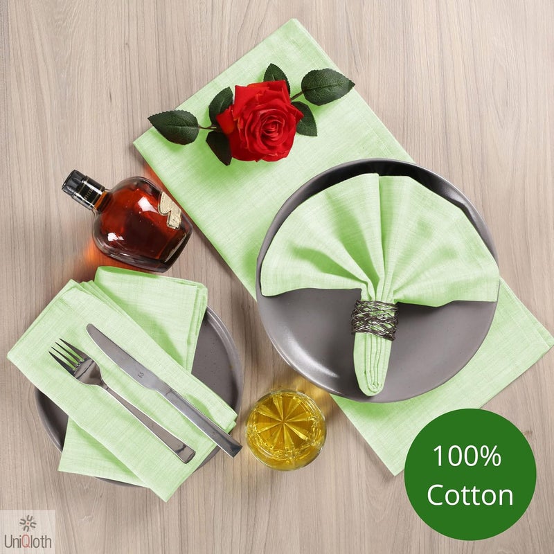 UniQloth Set of 12 Farmhouse Slub Textured Cloth Dinner Napkins Cotton  Soft Durable Washable Reusable  Ideal for Weddings Holidays Hotel Restaurant Parties Daily Use Dinner Napkins 18x18  Green - Image 3