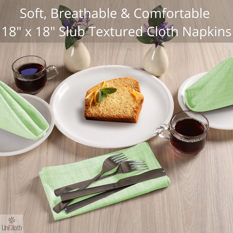 UniQloth Set of 12 Farmhouse Slub Textured Cloth Dinner Napkins Cotton  Soft Durable Washable Reusable  Ideal for Weddings Holidays Hotel Restaurant Parties Daily Use Dinner Napkins 18x18  Green - Image 4