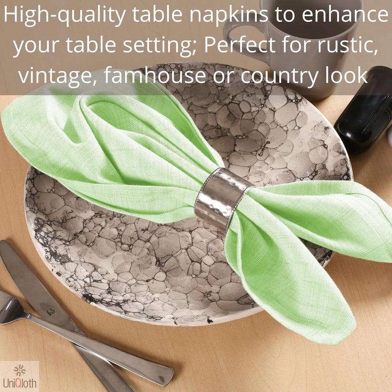 UniQloth Set of 12 Farmhouse Slub Textured Cloth Dinner Napkins Cotton  Soft Durable Washable Reusable  Ideal for Weddings Holidays Hotel Restaurant Parties Daily Use Dinner Napkins 18x18  Green - Image 5