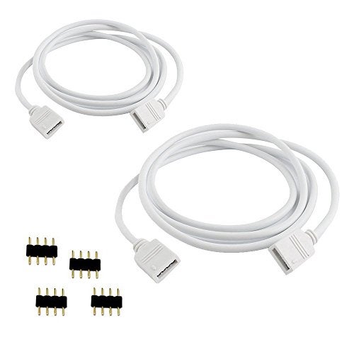 RGBZONE 2 Pack 1M 3.3ft Extension Cable Connect Female Plug to SMD 5050 RGB LED Strip Light with Free 4pcs 4pin Connector - Image 1