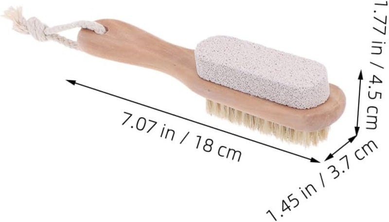 3pcs Dual-Side Foot Care Brush with Natural Bristles and Pumice Stone, Dead Skin Remover Scrubber for Feet, Shower Exfoliator Tool for Pedicure and Callus Removal - Image 2