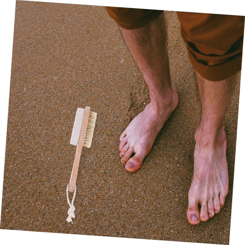 3pcs Dual-Side Foot Care Brush with Natural Bristles and Pumice Stone, Dead Skin Remover Scrubber for Feet, Shower Exfoliator Tool for Pedicure and Callus Removal - Image 4