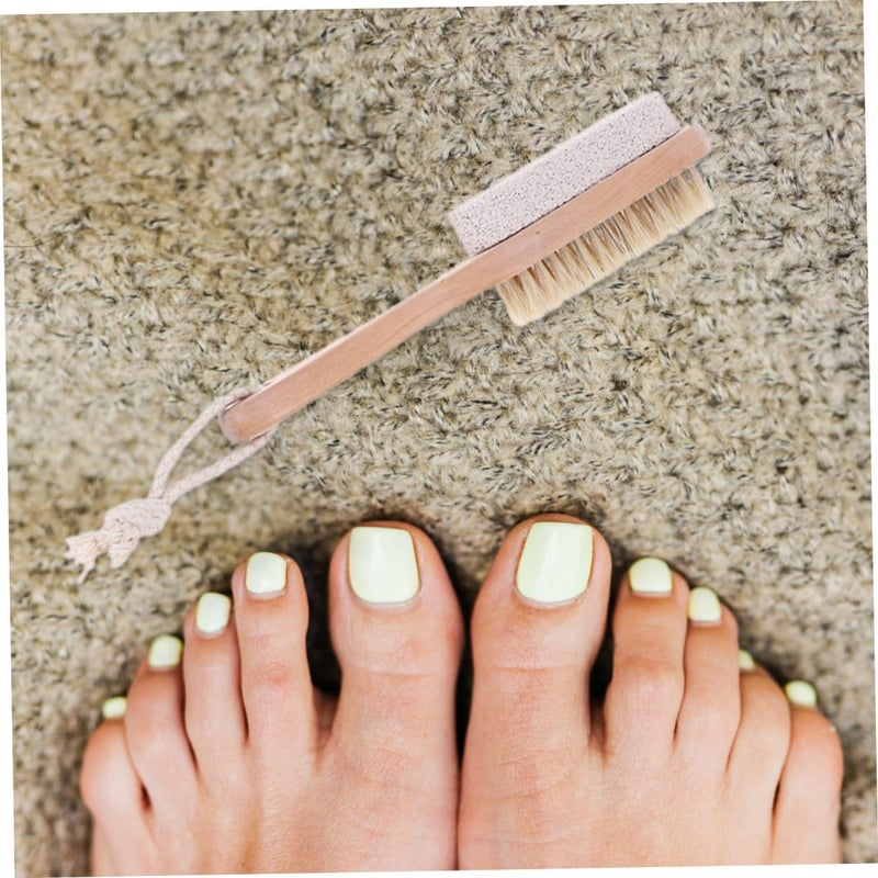3pcs Dual-Side Foot Care Brush with Natural Bristles and Pumice Stone, Dead Skin Remover Scrubber for Feet, Shower Exfoliator Tool for Pedicure and Callus Removal - Image 5